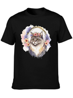 Floral Crown Cat T-Shirt - Unisex Black Tee