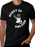 Hurry Up and Fish Mens Graphic T-Shirt