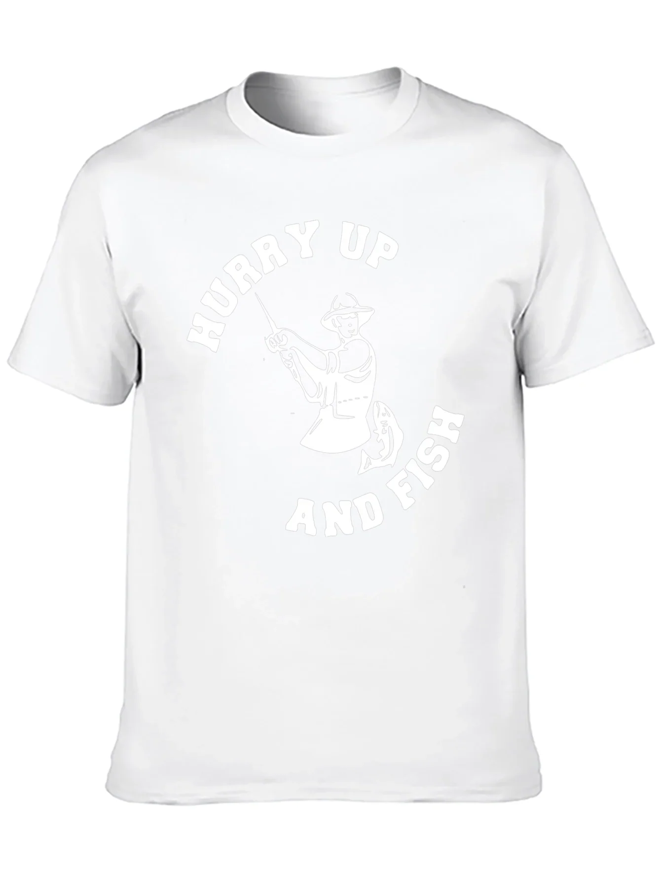 Hurry Up and Fish Mens Graphic T-Shirt