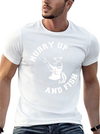 Hurry Up and Fish Mens Graphic T-Shirt
