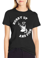 Hurry Up and Fish Mens Graphic T-Shirt
