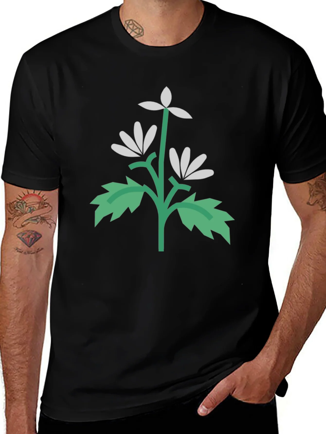 Floral Graphic Black T-Shirt | Unisex
