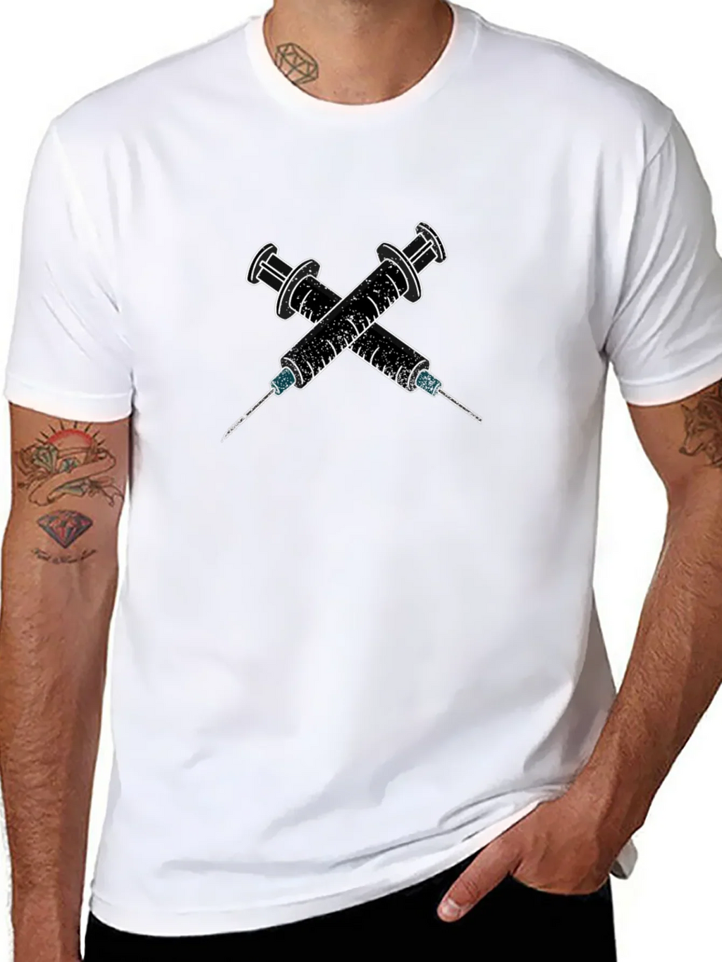 Edgy Syringe Graphic Tee - Bold Statement Shirt