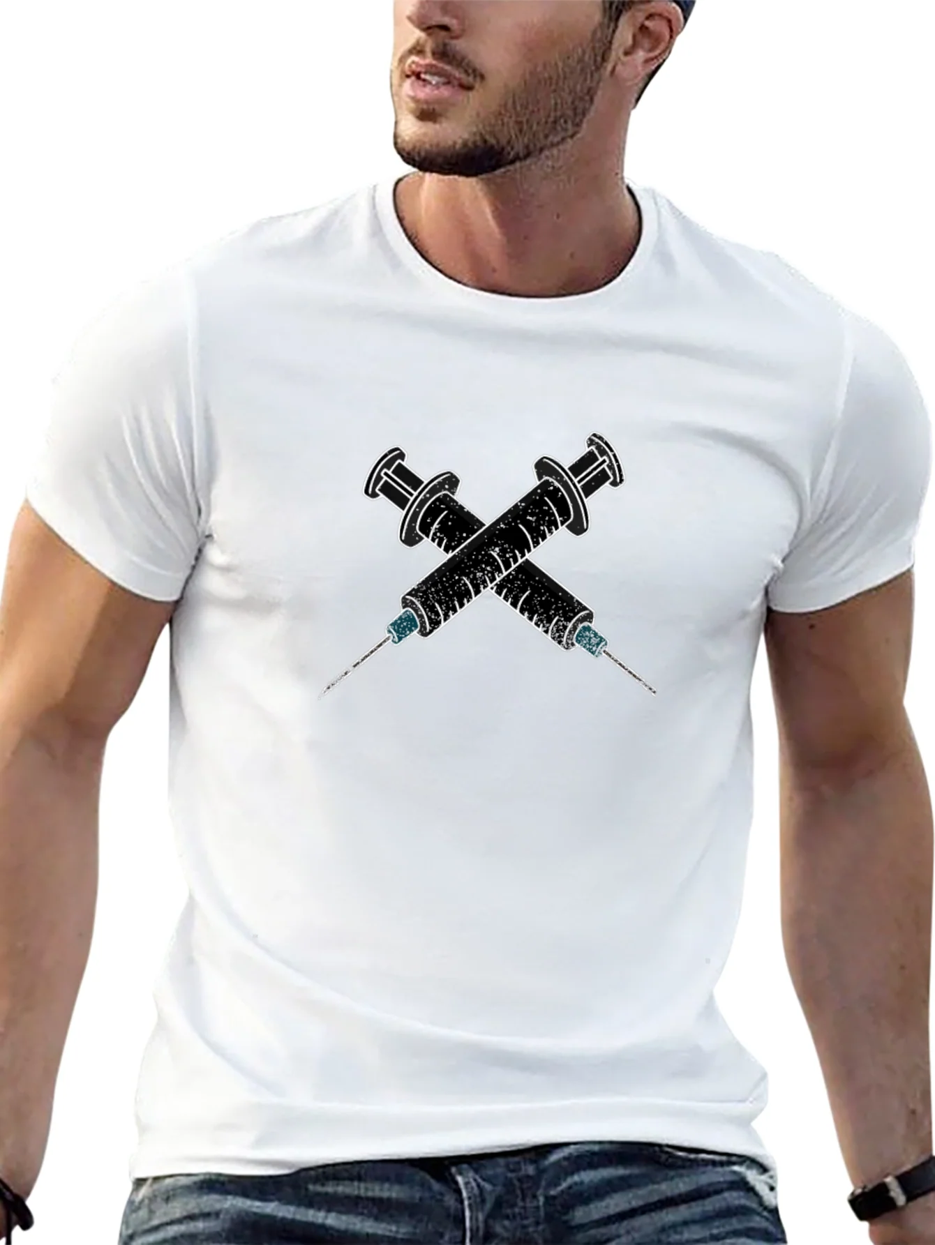 Edgy Syringe Graphic Tee - Bold Statement Shirt