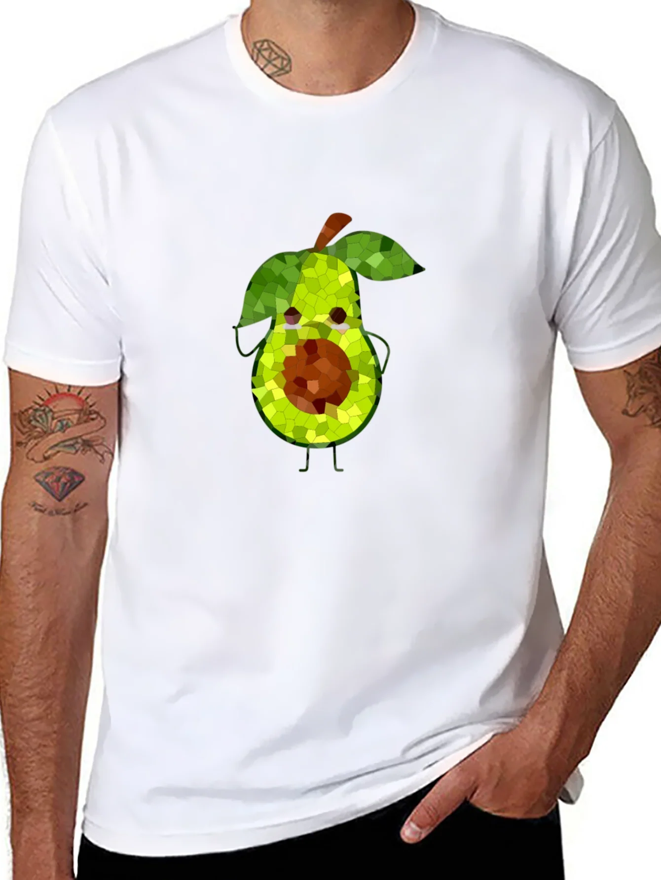 Avocado Mosaic Black T-Shirt - Funky Fruit Tee