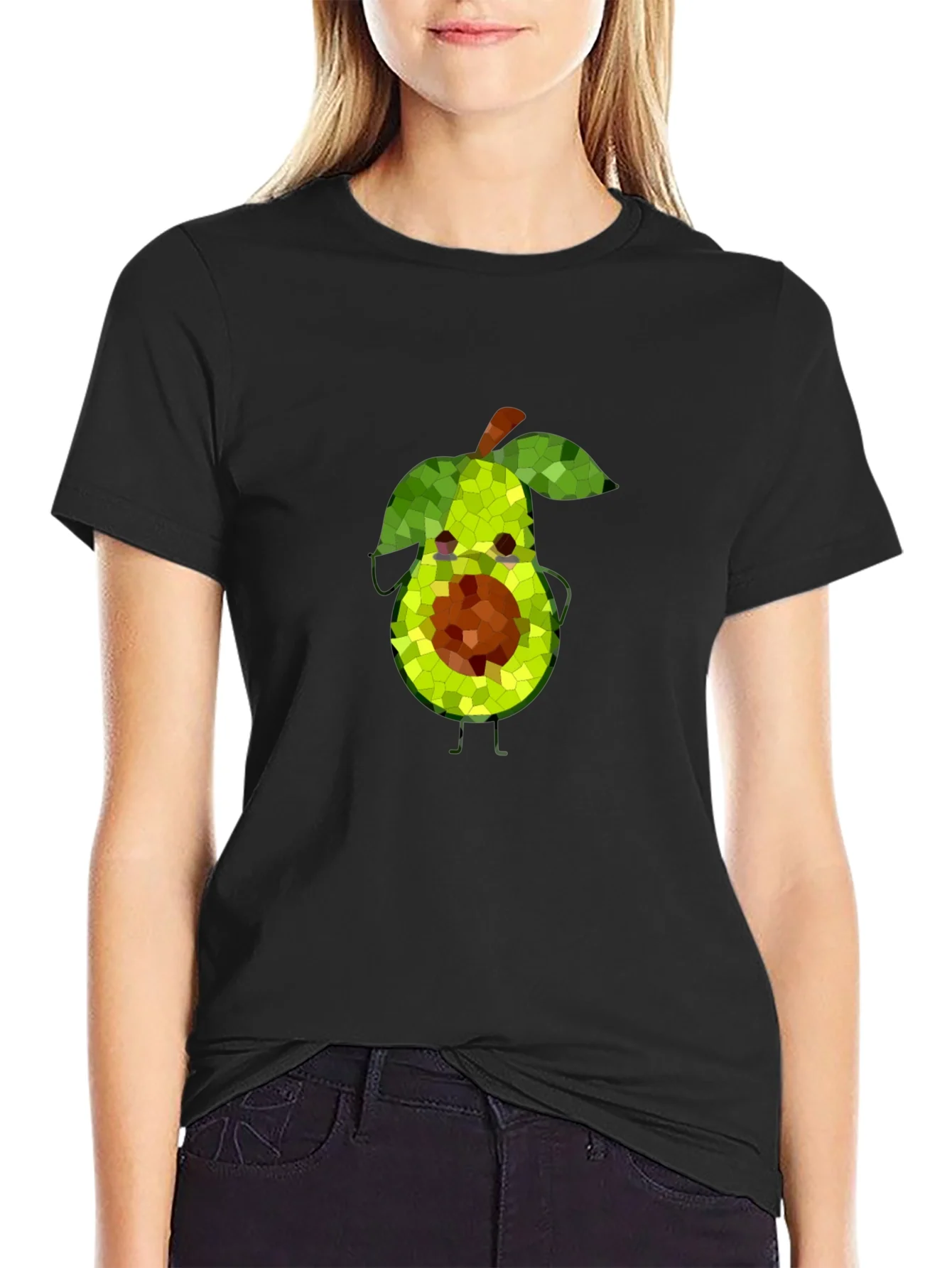 Avocado Mosaic Black T-Shirt - Funky Fruit Tee