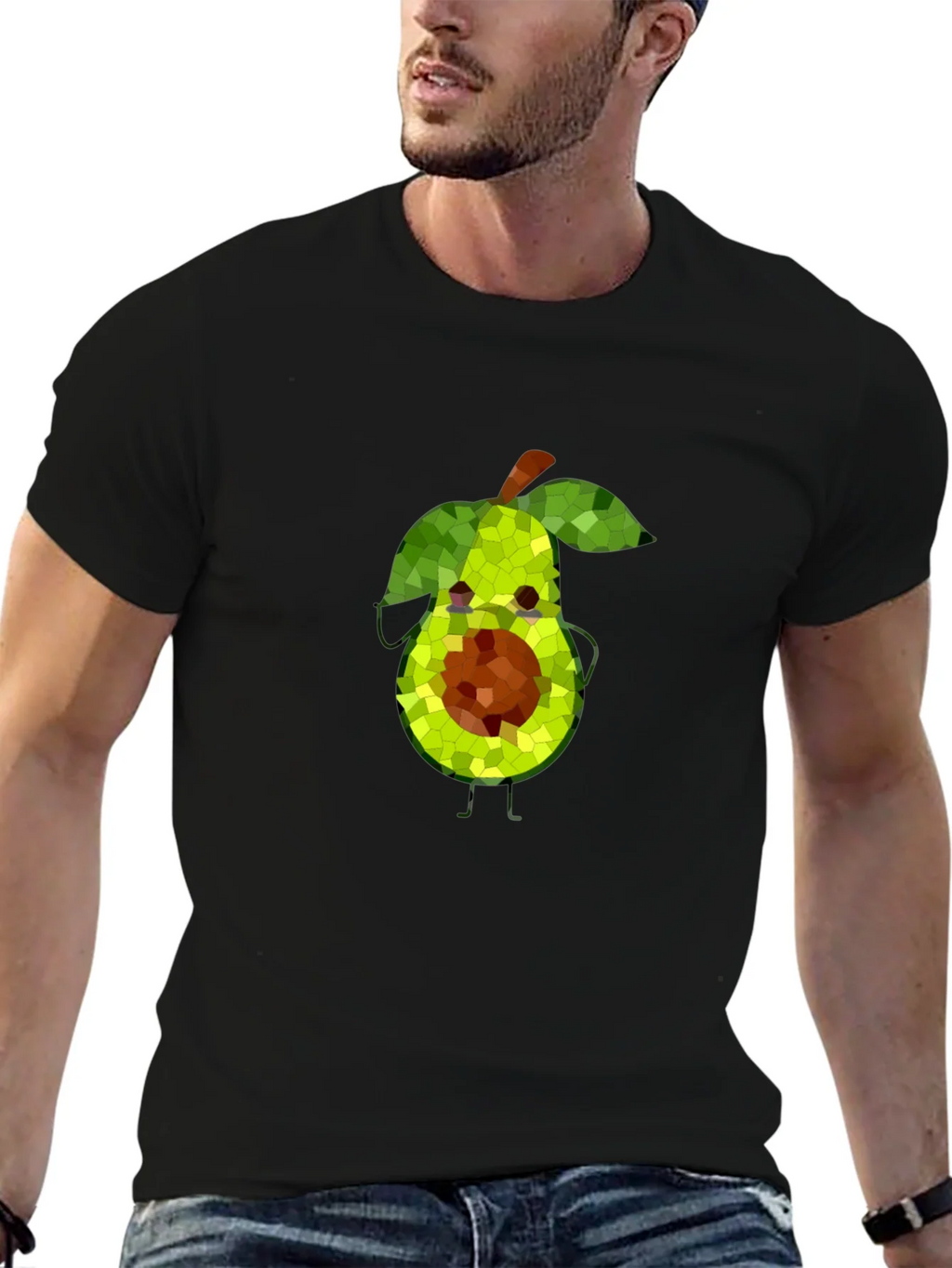 Avocado Mosaic Black T-Shirt - Funky Fruit Tee