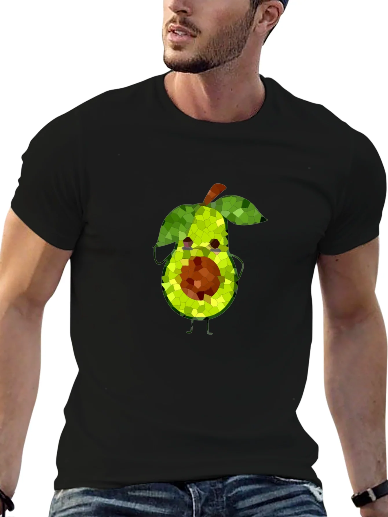 Avocado Mosaic Black T-Shirt - Funky Fruit Tee