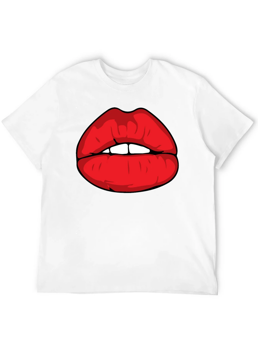 Bold Red Lips Graphic Black T-Shirt