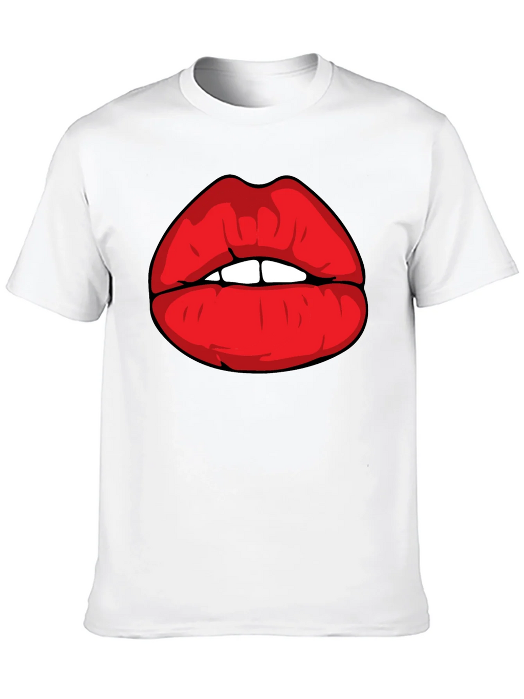 Bold Red Lips Graphic Black T-Shirt