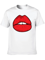 Bold Red Lips Graphic Black T-Shirt